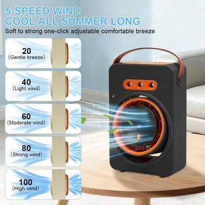 Genérico Ventilateur Portable, Mini Climatiseur, Refroidisseur D'air évaporatif, Ventilateur USB Avec Eau, Climatiseur Portable, Ventilateur Rechargeable Pour Table, Voiture, Camping (Noir)