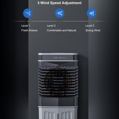  Climatiseur Mobile Sans Évacuation, Rafraichisseur D'air, Réservoir De 40 L, Oscillation à 120°, 4 Packs De Glace, Minuterie De 12 H, Télécommande, 3 Modes Et 3 Vitesses(90cm/35in)