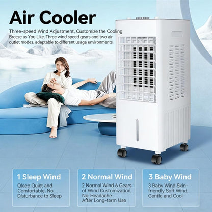  Climatiseur Évaporatif Mobile, Rafraîchisseur D'Air Silencieux 4 En 1, Humidifier, Ionisé Et Ventilateur, 3 Vitesses, 3 Modes, Réservoir 6L/12L, Minuterie 7.5 H, Télécommande(12L White)