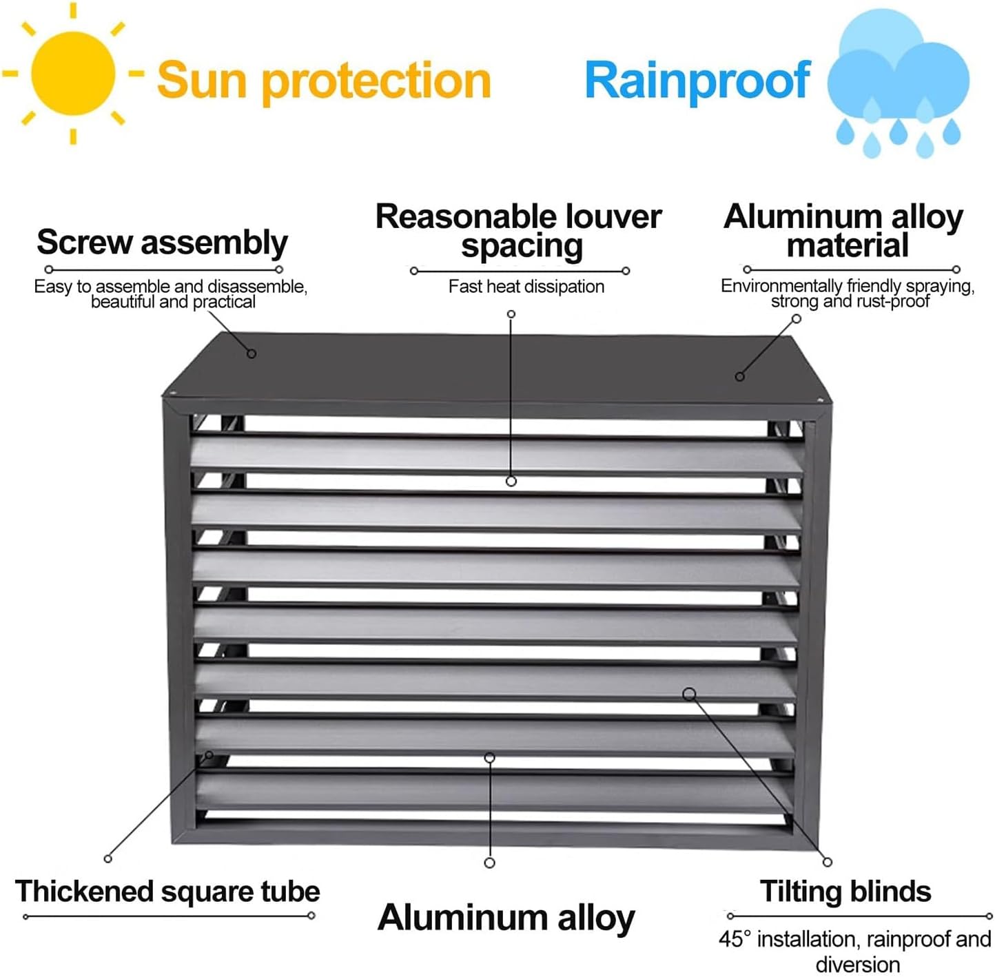 GENERIC Housse En Aluminium à 4 Panneaux Pour Climatiseur Et Pompe à Chaleur, Support De Fleurs Blanches, 110 X 60 X 80 Cm