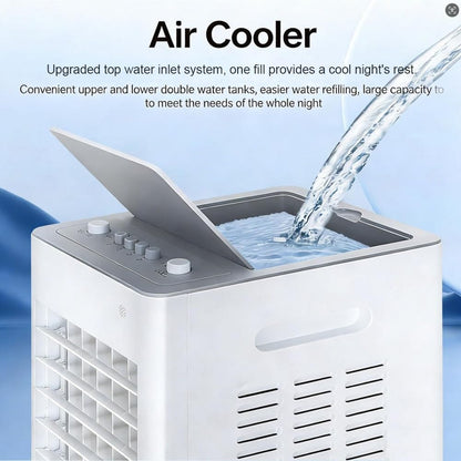  Climatiseur Évaporatif Mobile, Rafraîchisseur D'Air Silencieux 4 En 1, Humidifier, Ionisé Et Ventilateur, 3 Vitesses, 3 Modes, Réservoir 6L/12L, Minuterie 7.5 H, Télécommande(12L White)