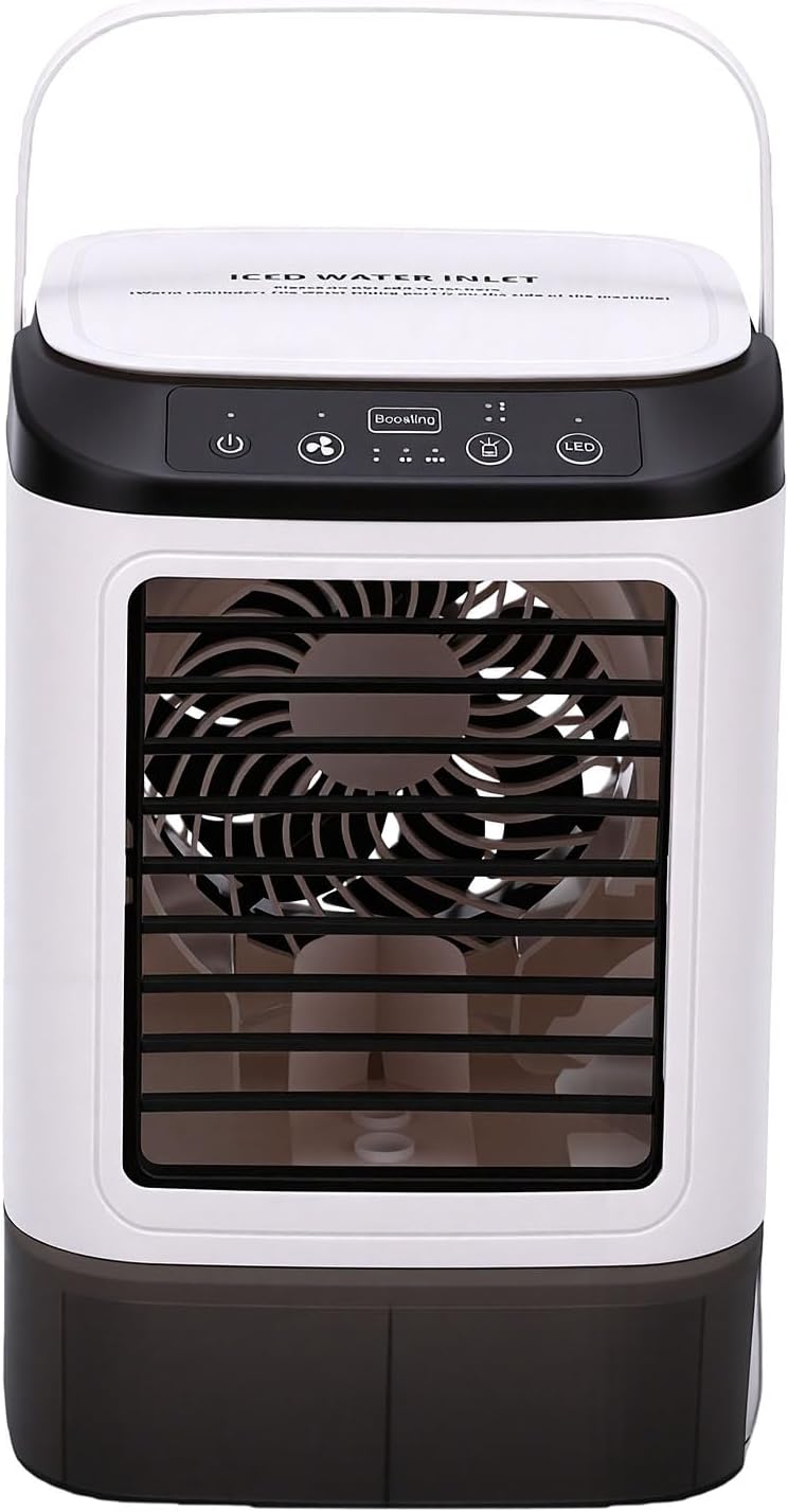  Asixxsix Climatiseur Portable, Mini Ventilateur De Refroidissement Par Brumisation Avec 3 Vitesses, 2 Modes De Brume, Réservoir étanche De 900 Ml, Glacière Amovible, Pour La Maison, Le