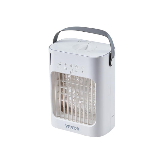  VEVOR Climatiseur Portable, 4 En 1, Refroidisseur Air Par Évaporation, Réservoir D'Eau 700 ML, Mini Ventilateur De Bureau 3 Vitesses Minuterie Intelligente, Lumière 7 Couleurs, Pour Chambre à Coucher
