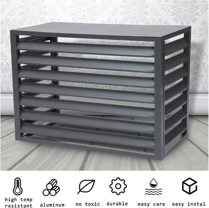 GENERIC Écran De Clôture Pour Climatiseur Extérieur – Volets En Alliage D'aluminium Et Support De Plantes Anti-corrosion Pour Unité De Climatisation – Noir Taille 1,5