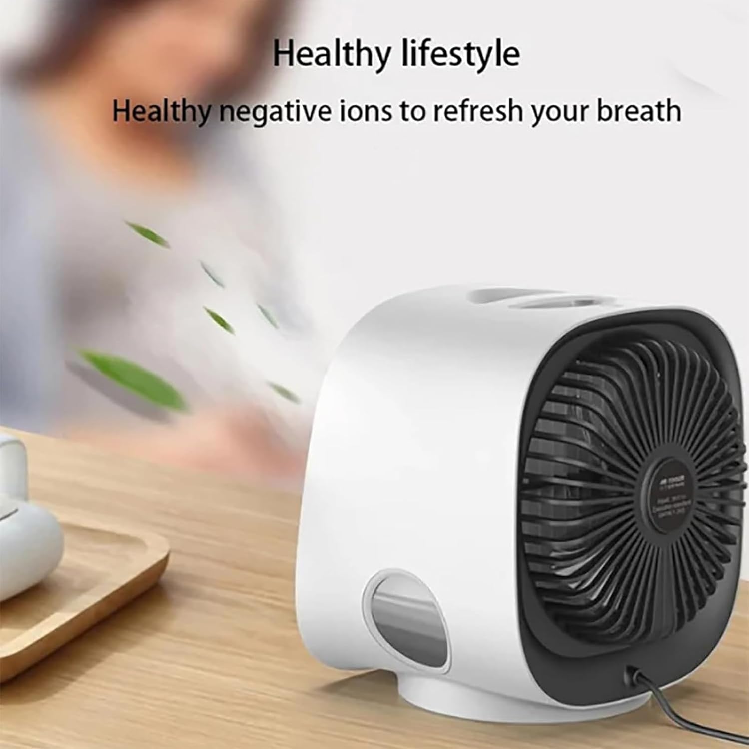  Climatiseur Mobile Sans évacuation, Mini Refroidisseur D'air Portable Avec Fonction Brumisation, Silencieux, Basse Consommation, Lumière Couleurs, Pour Bureau, Chambre, Voiture, Camping (Blanc)