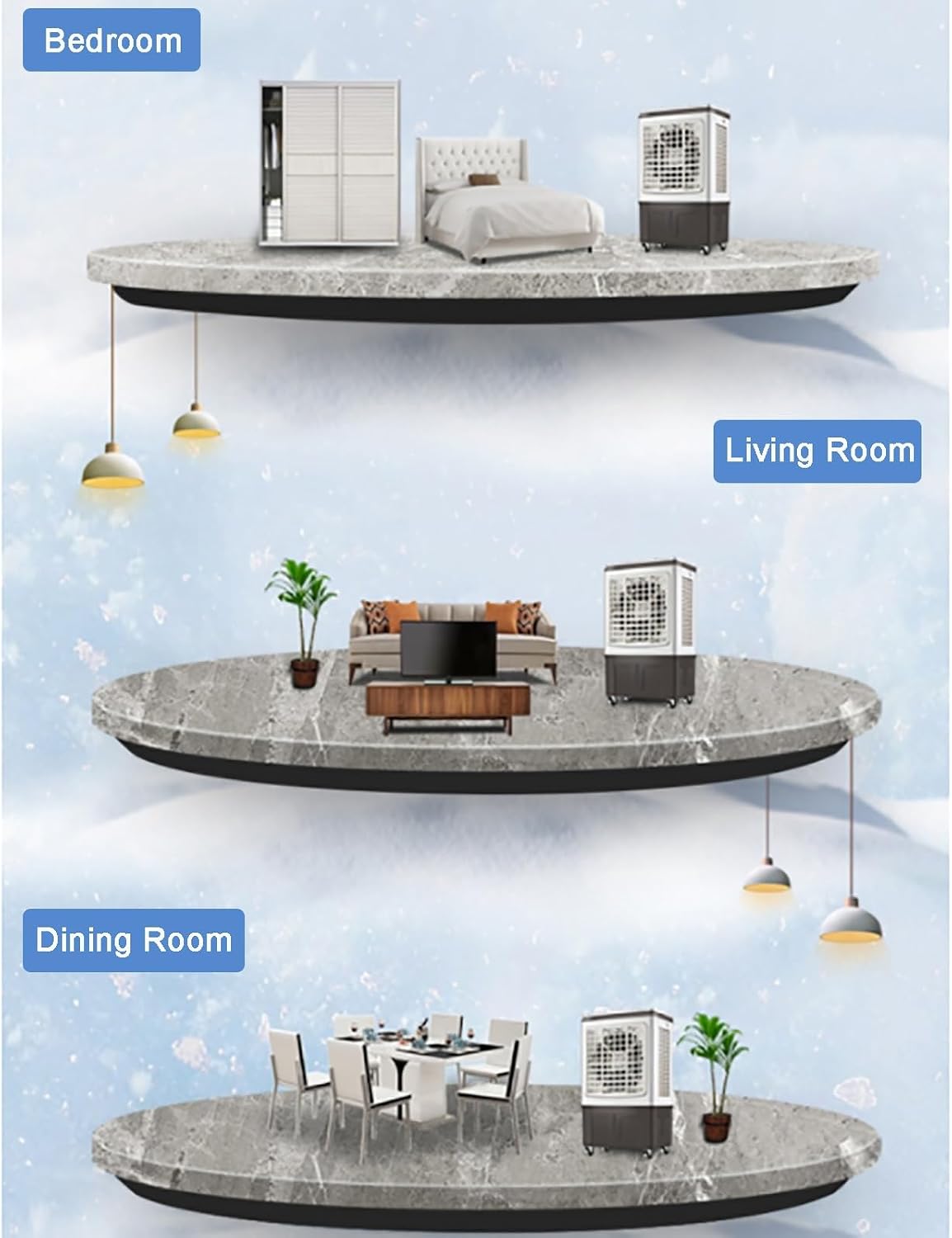  Ventilateur Refroidisseur D'air évaporatif Commercial 3 En 1, Climatiseur De Marais à 3 Vitesses, Ventilateur De Climatisation Industriel Avec Oscillation à 120 °, Grand Réservoir D'eau, Moteur