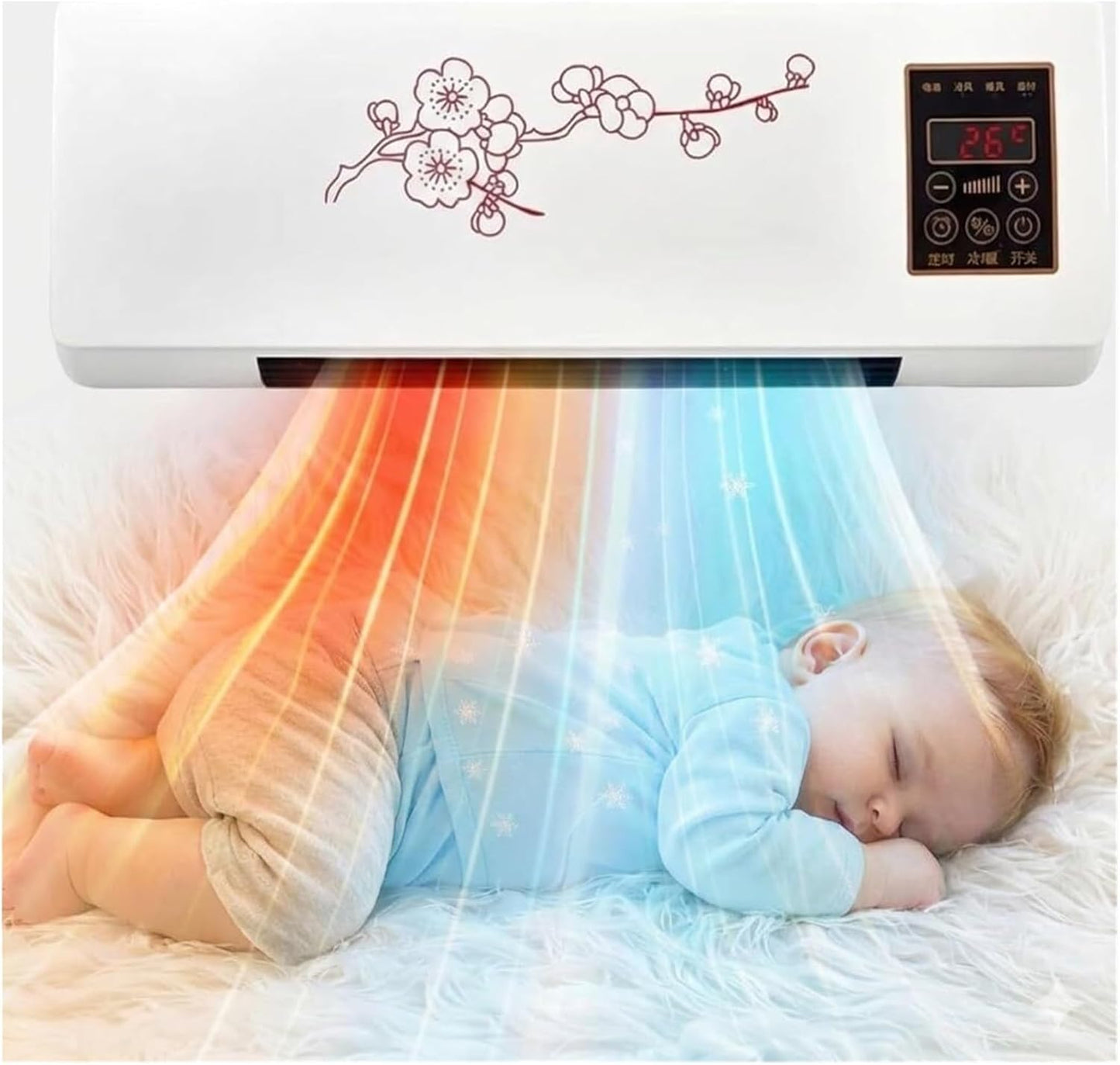  Air Conditionneur Mur 60W, Système De Refroidissement, Fonctionnement Calme Sous 45dB, Avec Télécommande, Conception Compacte Pour Bureau Et Chambre À Coucher