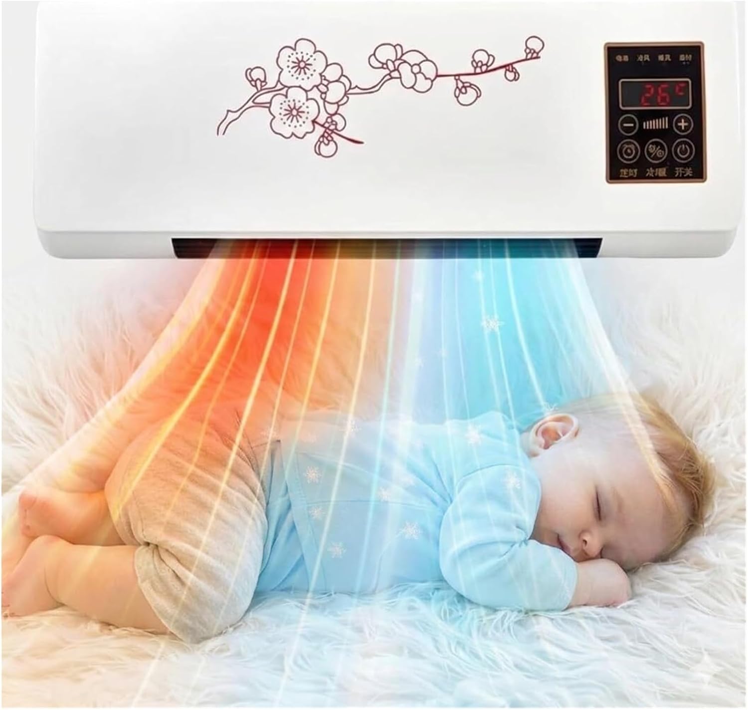  Air Conditionneur Mur 60W, Système De Refroidissement, Fonctionnement Calme Sous 45dB, Avec Télécommande, Conception Compacte Pour Bureau Et Chambre À Coucher