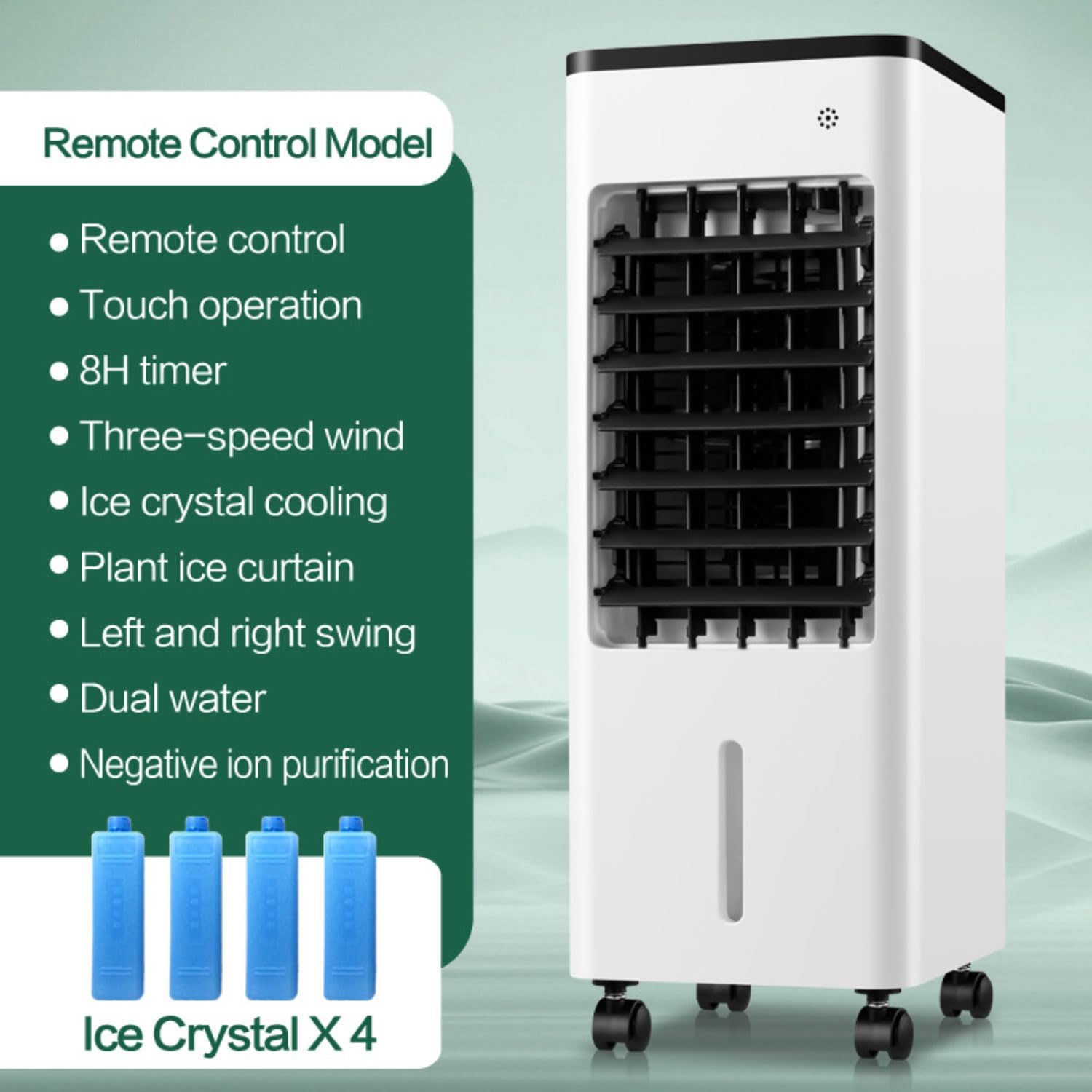 GENERIC Réservoir D'air évaporatif Portable 9L, Affichage LED, Pack De Glace Inclus, 3 Vitesses, 90 Oscillation, Minuterie 8H, Mode De Sommeil Silencieux, Ventilateur Efficace D'énergie Pour Le Refroidissemen