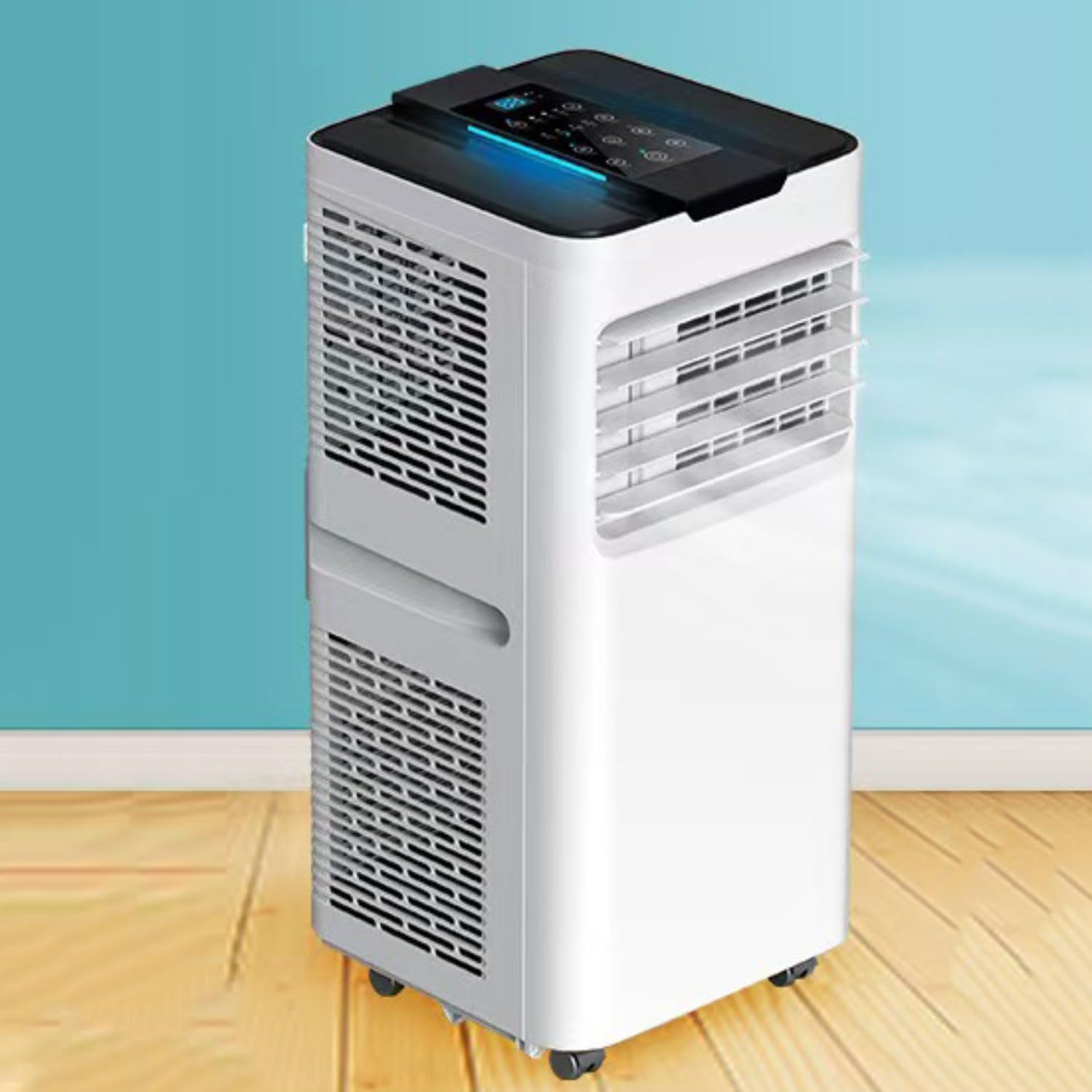GENERIC Compact Portable AC Unit 7000 BTU, Modes De Déshumidification Et Ventilateur Cool Pour Les Chambres Jusqu'à 350 Pieds Carrés, Mode Veille Silencieux, Télécommande, Conception Mobile Facile Avec Roues