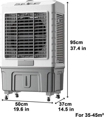 GENERIC Refroidisseur D'air évaporatif 55L, Humidificateur De Ventilateur à Courant Alternatif Portable Avec Cristaux De Glace Pour Les Grandes Pièces, Système De Refroidissement Efficace à L'énergie 3 En 1,