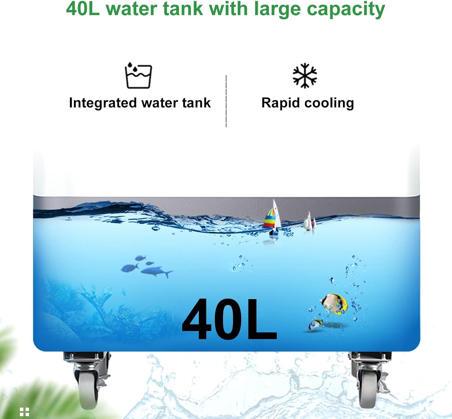  Refroidisseur D'air Par évaporation, Refroidisseur D'eau Industriel Portable Pour Marais, Réservoir D'eau De 10,5 Gallons, 3 Vitesses, Pour Maison, Garage Et Terrasse