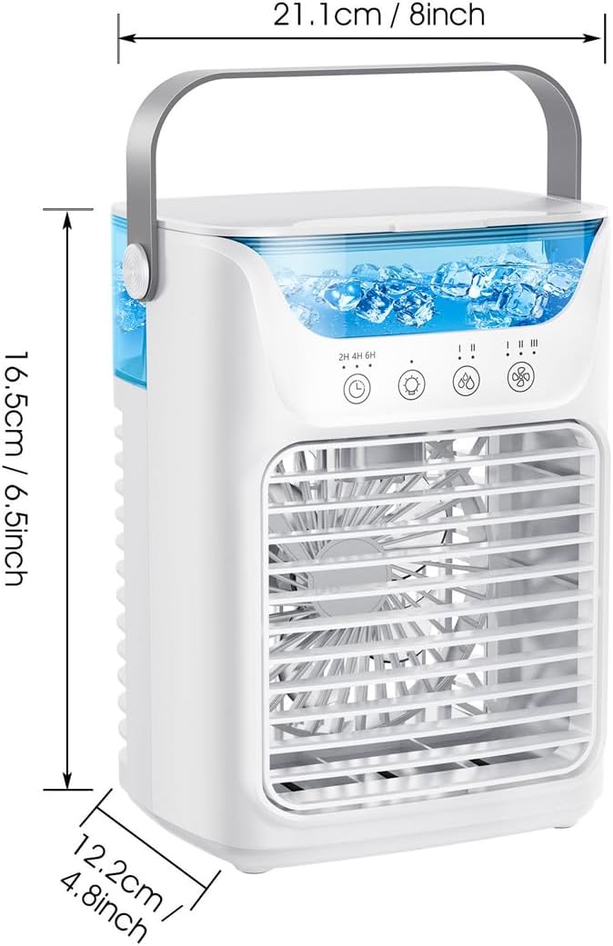  Climatiseur Portable TundraFreeze, Rafraîchisseur D'air TundraFreeze à 3 Vitesses, Réservoir D'eau De 700 Ml, Mini-rafraîchisseur 3 En 1 Avec Commande Tactile LED Et Veilleuse LED 7 Couleurs (1pc)