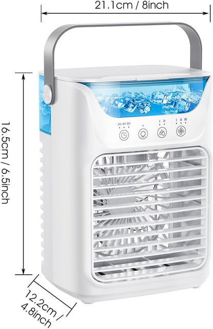  Climatiseur Portable TundraFreeze, Rafraîchisseur D'air TundraFreeze à 3 Vitesses, Réservoir D'eau De 700 Ml, Mini-rafraîchisseur 3 En 1 Avec Commande Tactile LED Et Veilleuse LED 7 Couleurs (1pc)