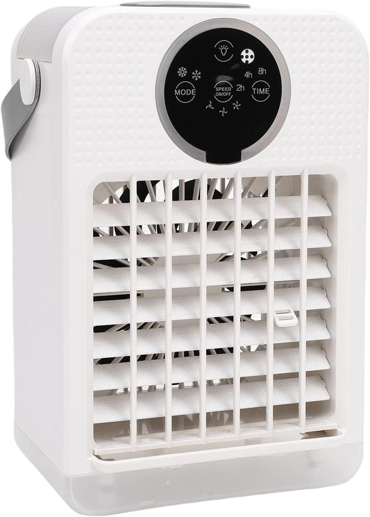  Climatiseur Portable 4 En 1, Refroidisseur D'air Par évaporation De 700 Ml, Mini Ventilateur De Refroidissement De Bureau Avec Minuterie Pour Le Bureau Et La Maison