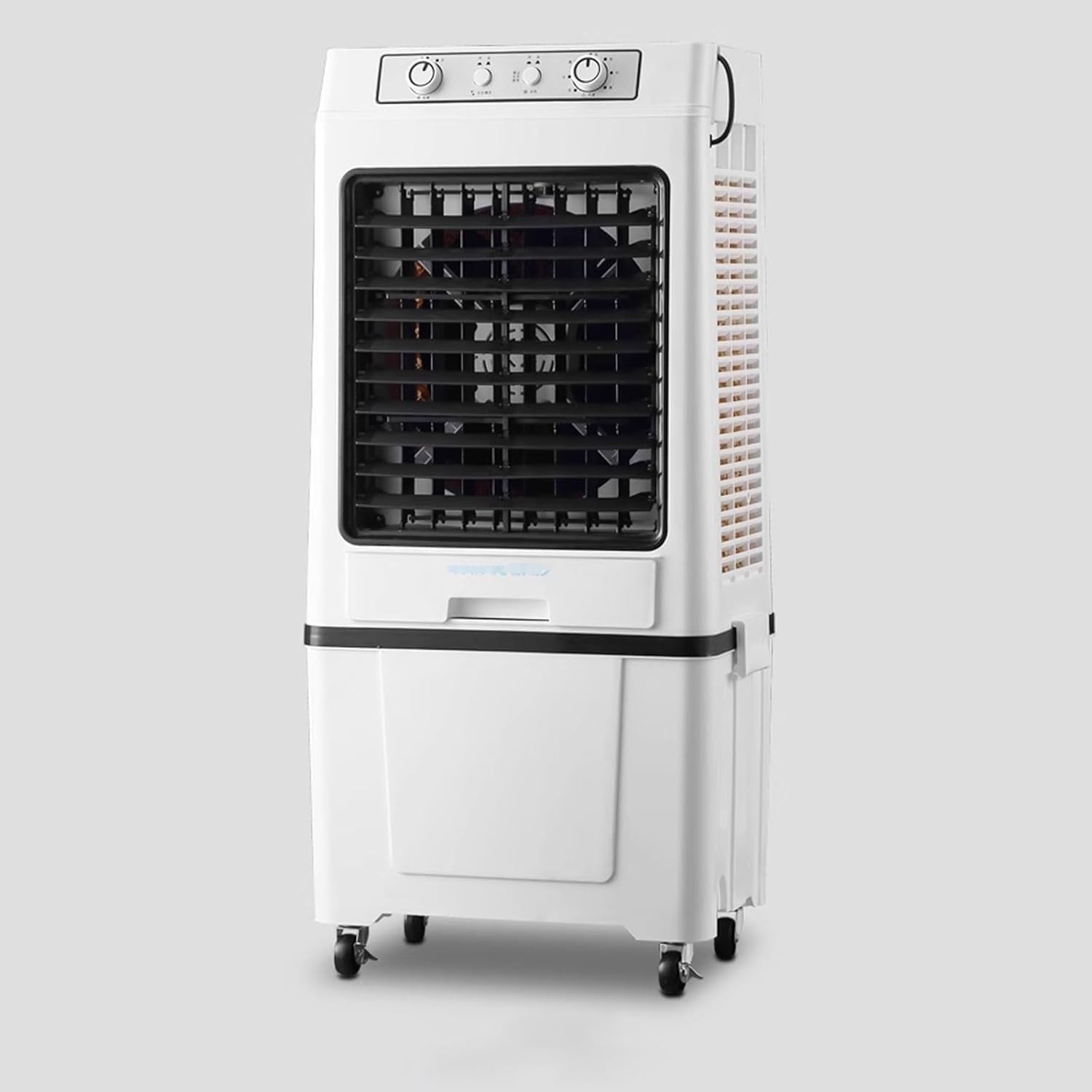 GENERIC Refroidisseur D'évaporation Portable Avec Paquet De Glace, Réservoir D'eau 40L, 3 Vitesses, Roues Universelles, Double Filtration, Flux D'air Grand Angle Pour Garage Patio à Usage Domestique Solution