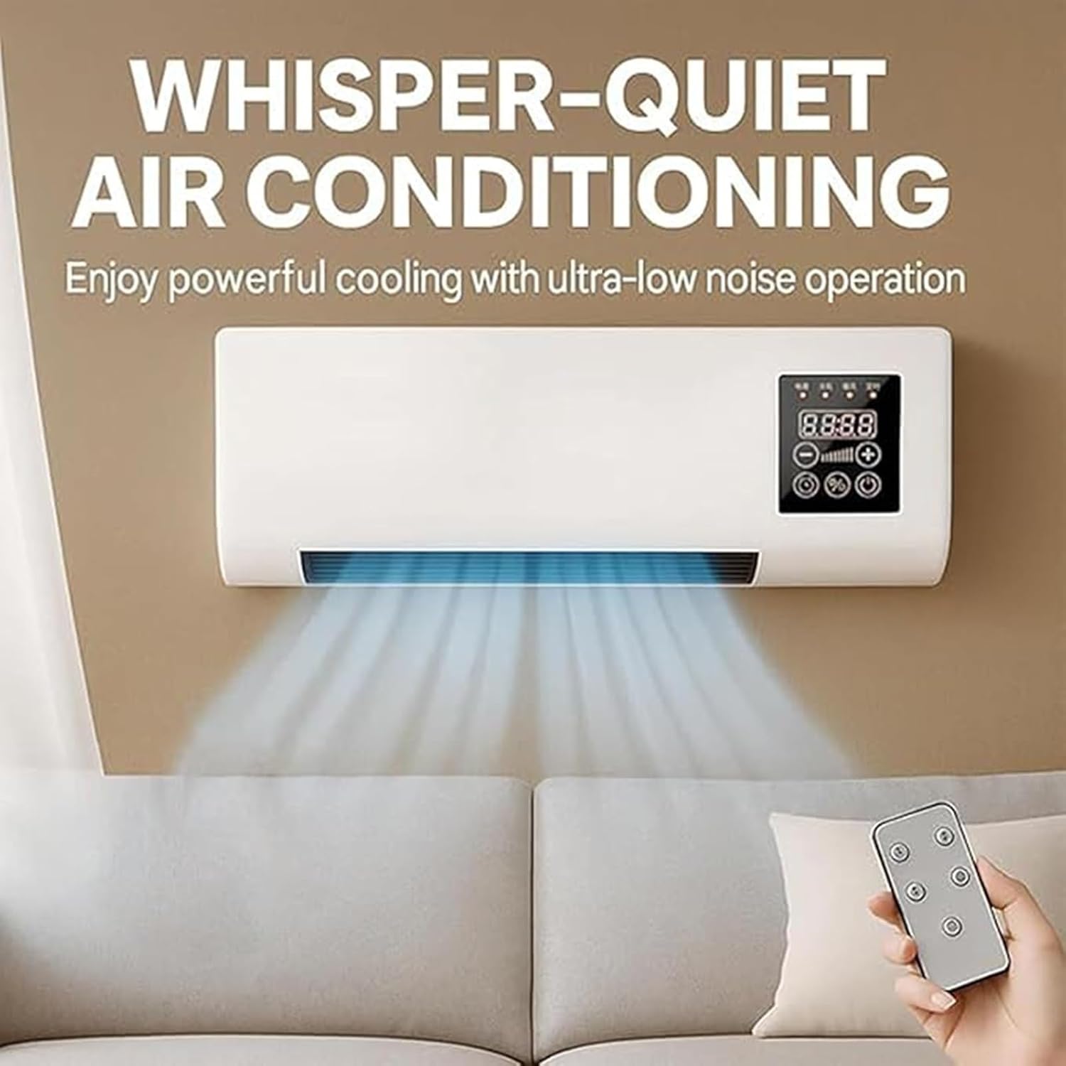  Climatisation Portable, Montage Mural 2 En 1, Air Mobile, électrique, Super Silencieux, Mini Système De Vent Naturel/Chauffage Split Avec Télécommande, Sans Canal, Pour Le Bureau à Domicile
