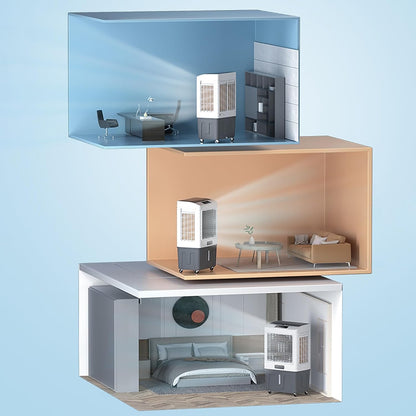  Refroidisseur D'air Par Évaporation 4 En 1, Climatiseur De Marais De 200W Avec Grand Réservoir De 60 L, Ventilateur De Climatisation Industriel à Oscillation De 120°, Pour Terrasse, Usine, Bureau