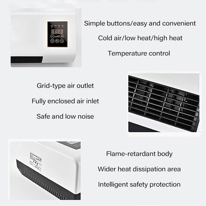 Ventilateur Mural, Ventilateur Portable Avec Minuterie à Distance, Ventilateur De Chauffage De Refroidissement Silencieux Pour La Chambre De Bureau à Domicile, Conception Compacte D'épargne D'espace,