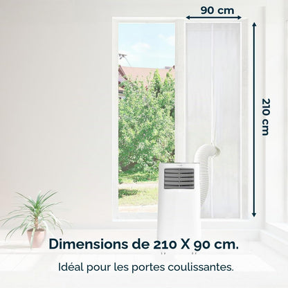  Cecotec Adaptateur Housse Isolante Universelle Pour Fenêtres Ou Portes Coulissantes Pour Climatiseur Portable 210x90cm, 100% Polyester, Isole De L’Extérieur, Fermeture Éclair Et Bande Adhésive