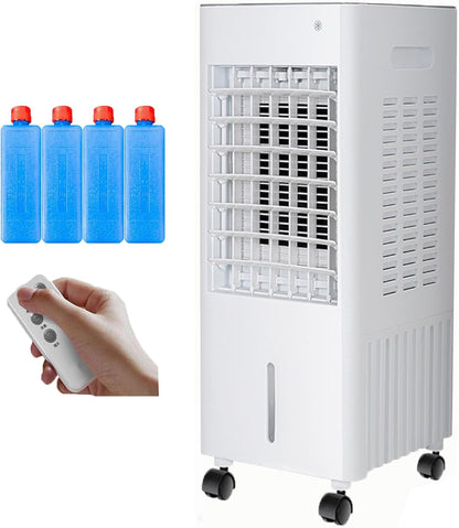  4 En 1 Climatiseur Mobile Silencieux 6L Sans Tuyau D’Évacuation,Rafraîchisseur D’Air Évaporatif,Silencieux Avec Télécommande,4 Blocs Réfrigérants,3 Vitesses,Minuterie 7.5H,pour Chambre,Salon,Bureau