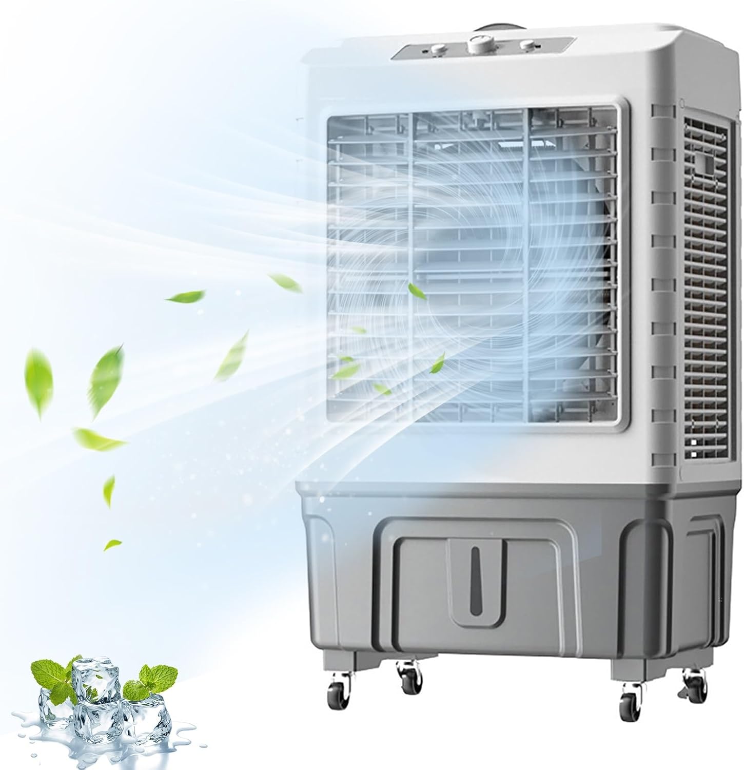 GENERIC Refroidisseur évaporatif Portable Avec Packs De Glace, 120 Ventilateur Oscillant, 3 Vitesses, Grand Réservoir D'eau Pour Le Patio à La Maison Garage Refroidissement Extérieur