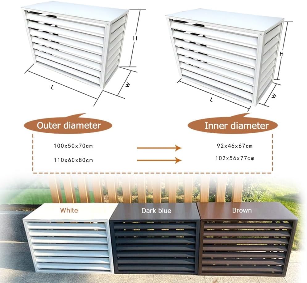  Housse Pour Climatiseur Extérieur – Aluminium Résistant Aux Intempéries, Garde-corps Décoratif Pour Unités AC, Gris, Dimensions : 110 X 60 X 80 Cm, Et Protection élégante