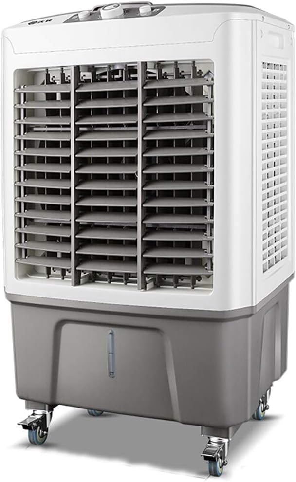  Rafraîchisseur D'air Portable Par évaporation Avec 4 Roues Universelles, Réservoir D'eau De 60 L, Oscillation à 120 °, Léger, 3 Vitesses, Refroidissement Jusqu'à 60 M², Pour Intérieur Et Maison