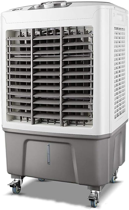  Rafraîchisseur D'air Portable Par évaporation Avec 4 Roues Universelles, Réservoir D'eau De 60 L, Oscillation à 120 °, Léger, 3 Vitesses, Refroidissement Jusqu'à 60 M², Pour Intérieur Et Maison