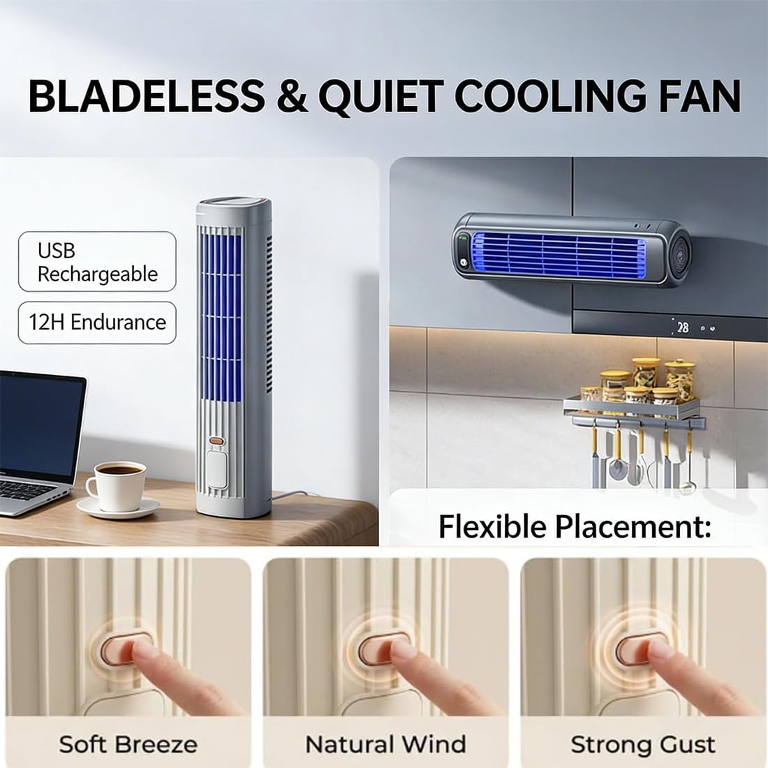  Jiuberry Cooling Ace, Climatiseur Portable Jiuberry, Climatiseur Portable Silencieux Cooling Ace À 3 Vitesses, Fixation Murale, Gain De Place, Pour Chambre, Bureau Et Usage Intérieur (#B)