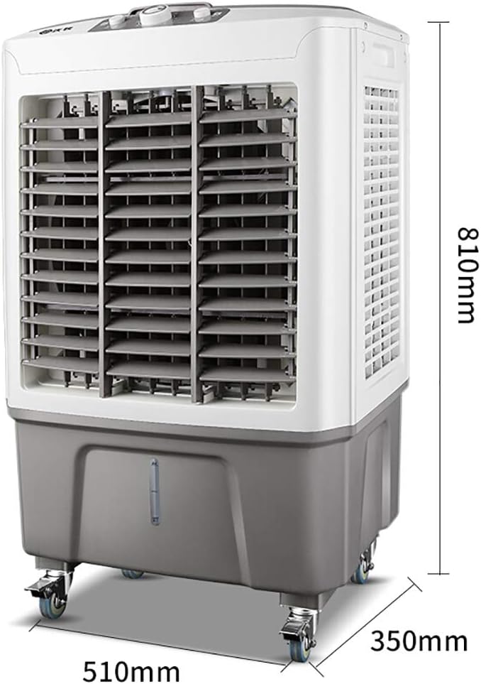  Rafraîchisseur D'air Portable Par évaporation Avec 4 Roues Universelles, Réservoir D'eau De 60 L, Oscillation à 120 °, Léger, 3 Vitesses, Refroidissement Jusqu'à 60 M², Pour Intérieur Et Maison