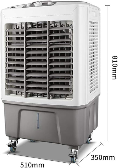  Rafraîchisseur D'air Portable Par évaporation Avec 4 Roues Universelles, Réservoir D'eau De 60 L, Oscillation à 120 °, Léger, 3 Vitesses, Refroidissement Jusqu'à 60 M², Pour Intérieur Et Maison