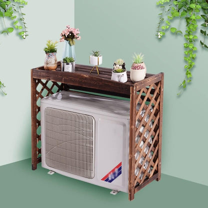 GENERIC Housse Imperméable En Bois Massif Pour Climatiseur - Clôture Extérieure - Protection Pour Unité De Climatisation - Support De Fleurs En Bois Et Grille De Persienne - Taille S : 85 X 35 X 75 Cm