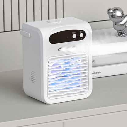  Naroote Ventilateur De Bureau USB, Climatiseur électrique De Bureau Rechargeable Avec Humidificateur Et Réservoir D'eau De 1000Ml, Appareils De Refroidissement Portables Pour L'été (WHITE)