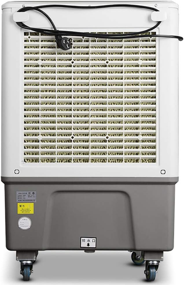  Rafraîchisseur D'air Portable Par évaporation Avec 4 Roues Universelles, Réservoir D'eau De 60 L, Oscillation à 120 °, Léger, 3 Vitesses, Refroidissement Jusqu'à 60 M², Pour Intérieur Et Maison