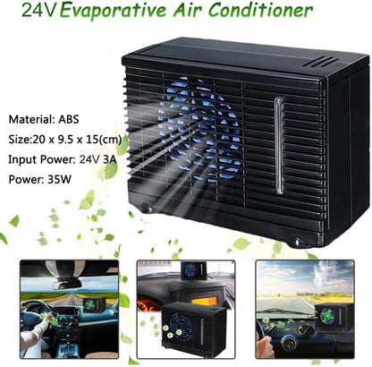  Climatiseur De Pas-air Portable Universal Portable Climating 24V Conditionneur De Refroidissement Eau Ventilateur D'air évaporatif Pour Les Camions Automobiles à La Maison (Noir)