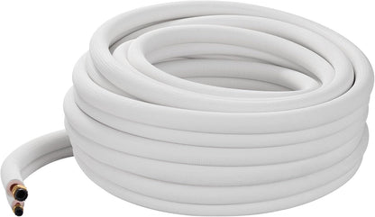  VEVOR Kit Liaison Frigorifique Tuyau En Cuivre Mini-split 9,5 Mm 15,9 Mm Diamètre Extérieur, 15,2 M Longueur, Bobine Isolée PE Blanc Épais 9,5 Mm Avec Écrous, Raccords, Pour Mini Climatiseurs Split