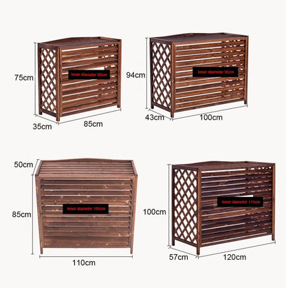 GENERIC Housse Imperméable En Bois Massif Pour Climatiseur - Clôture Extérieure - Protection Pour Unité De Climatisation - Support De Fleurs En Bois Et Grille De Persienne - Taille S : 85 X 35 X 75 Cm