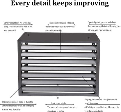 GENERIC Housse De Protection Imperméable Pour Climatiseur Extérieur - Protection Décorative Pour Climatisation - Empêche Les Débris Et Les Dommages Causés Par Les Intempéries - Solution De Rangement élégante