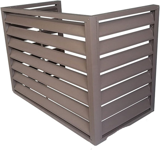  Housse De Climatiseur Extérieur Avec écran De Clôture Et Porte-fleurs – Volets En Alliage D'aluminium Pour Unité Extérieure En Métal Anti-corrosion Marron Taille 1,5P.