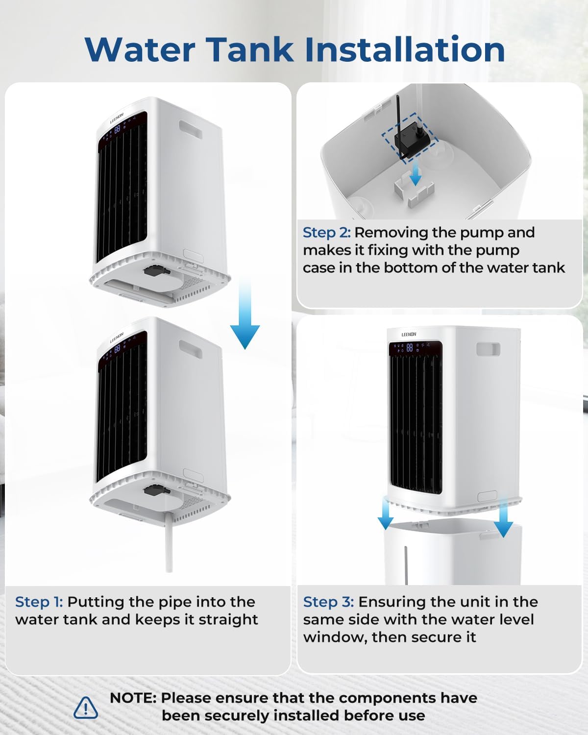  LEENON 9L Climatiseur Mobile Avec Télécommande, Rafraichisseur D'air Silencieux Avec Oscillant Et 3 Vitesses, 3 Modes, Minuterie 12H Climatisation Portable Pour La Maison Et Le Bureau - Blanc
