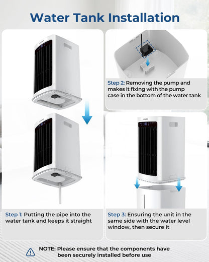  LEENON 9L Climatiseur Mobile Avec Télécommande, Rafraichisseur D'air Silencieux Avec Oscillant Et 3 Vitesses, 3 Modes, Minuterie 12H Climatisation Portable Pour La Maison Et Le Bureau - Blanc