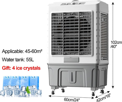 GENERIC Refroidisseur D'air Par évaporation Avec Grand Réservoir D'eau, Large Oscillation, Plusieurs Vitesses, Solution De Refroidissement Portable Pour Espaces Intérieurs Et Extérieurs