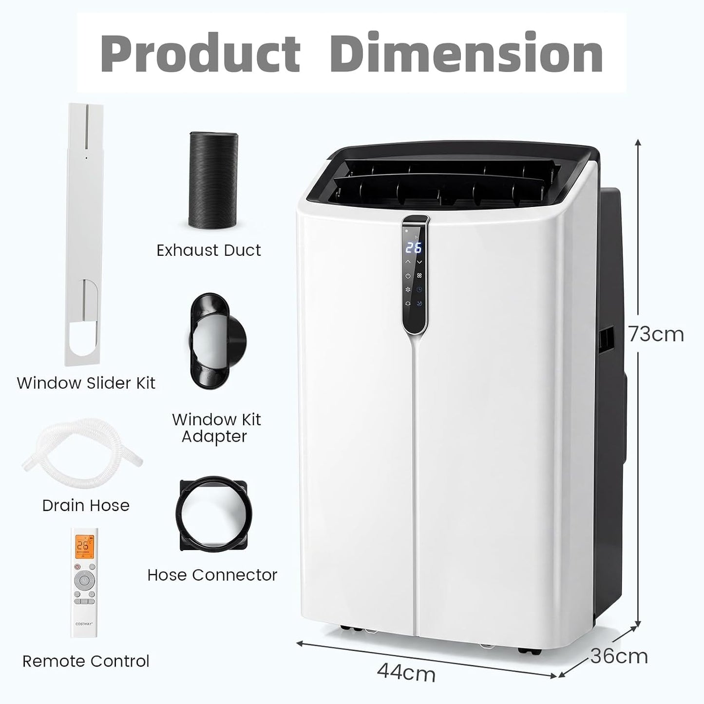  LIFEZEAL Climatiseur Mobile, Climatiseur Portable Avec Fonctions Refroidissement, Chauffage, Déshumidification Et Ventilation, Télécommande/Wi-Fi, Minuterie 24H (Style4-14000 BTU)