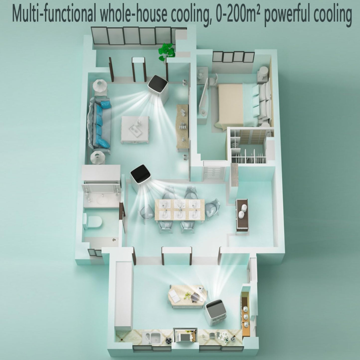  Climatiseur Portable Smart AC Unité Avec Télécommande, Refroidissement Rapide, Déshumidificateur, Mode Veille Silencieux, Minuterie 24H, Kit De Fenêtre Inclus, Ventilateur De Refroidissement Pour La C