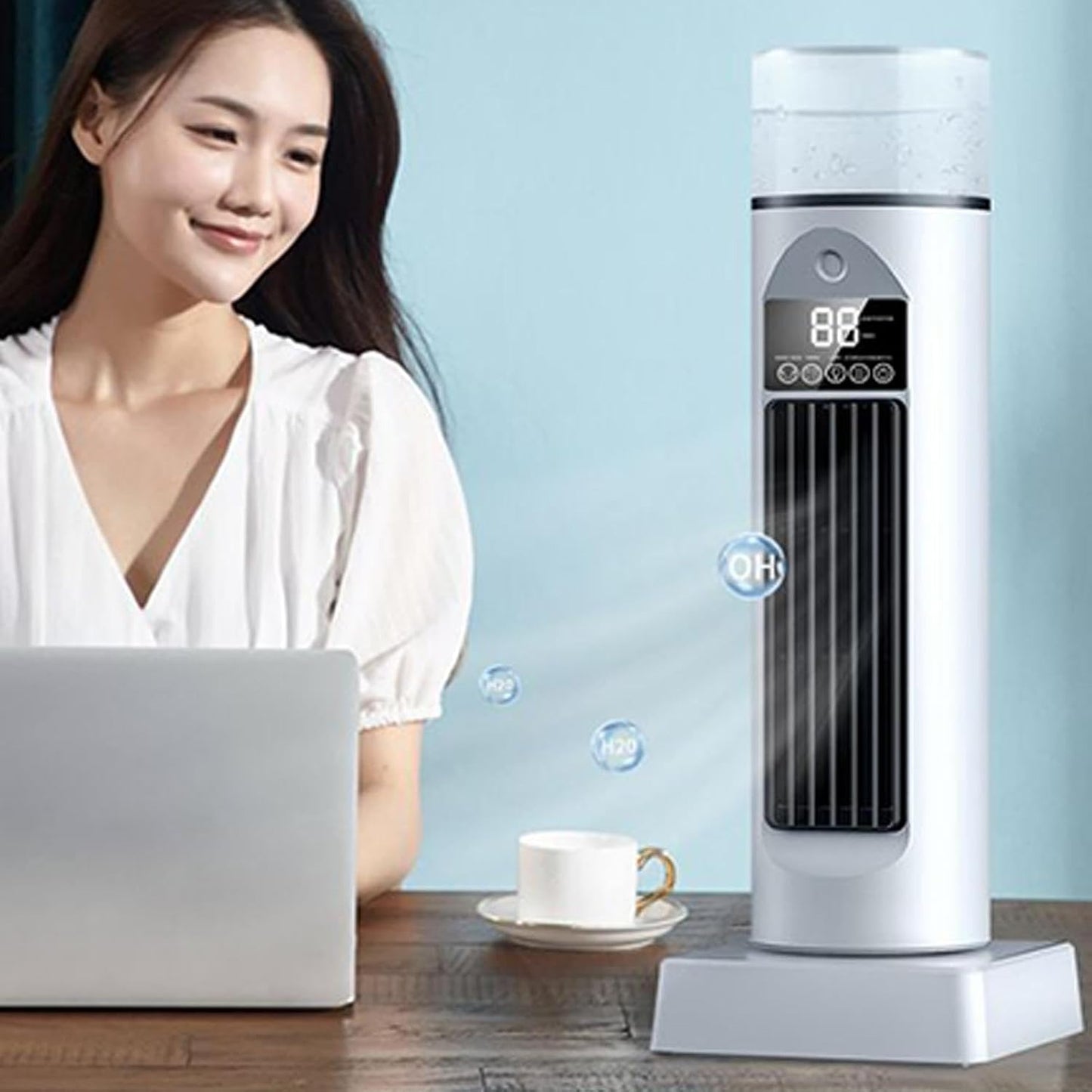 GENERIC Ventilateur De Climatisation – Ventilateur De Refroidissement D'air, Humidificateur Silencieux Sans Lames, Minuterie Et Télécommande Incluses, Gadgets Cool Portables, Refroidisseurs D'air Pour Salon