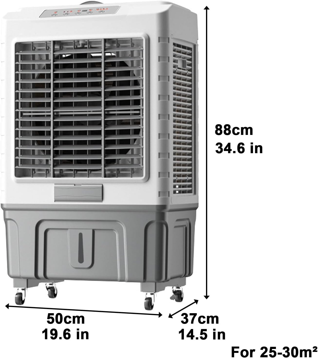 GENERIC Refroidisseur D'air Par évaporation Portable, Refroidisseur De Marais 3 En 1 Avec Ventilateur à 3 Vitesses, Oscillation à 120°, 4 Blocs De Glace, Réservoir De 55 L Pour Une Utilisation En Intérieur Et