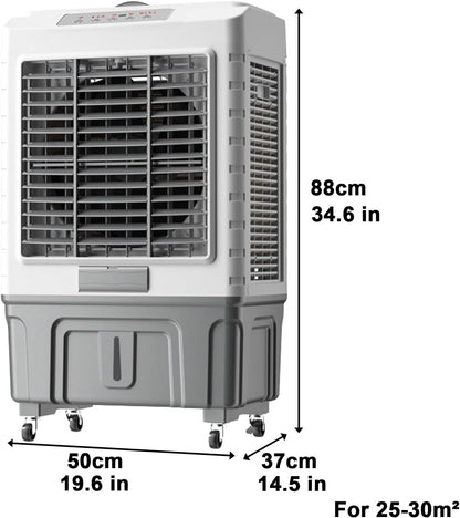 GENERIC Refroidisseur D'air Par évaporation Portable, Refroidisseur De Marais 3 En 1 Avec Ventilateur à 3 Vitesses, Oscillation à 120°, 4 Blocs De Glace, Réservoir De 55 L Pour Une Utilisation En Intérieur Et