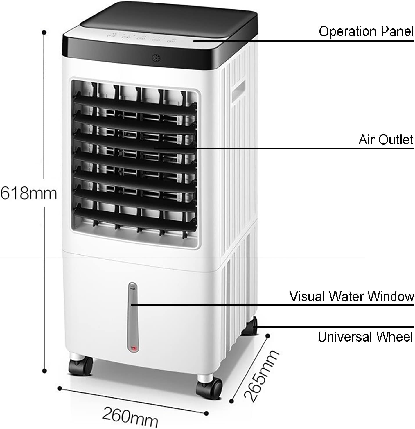  Refroidisseur D'air Par évaporation 4 En 1, Humidificateur Avec Réservoir De 10 L Et Purificateur D'air à Anions, Télécommande Avec Minuterie, 3 Vitesses Pour Le Rafraîchissement De La Maison Et Du