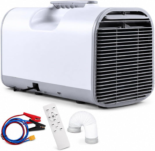  Unité De Climatisation Portable 4777 BTU, 4-en-1 Ventilateur De Refroidissement Déshumidificateur, DC Car RV Power, Mode De Sommeil Silencieux Auto-évaporateur Pour La Tente De Camping Van Home Intéri